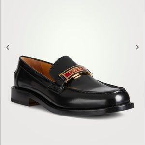 Christian Dior code leather loafers in red and black